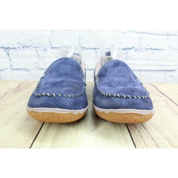 LL Bean Mountain Slippers Moccasin Suede Raw Indigo Size 8 M - Picture 4 of 9